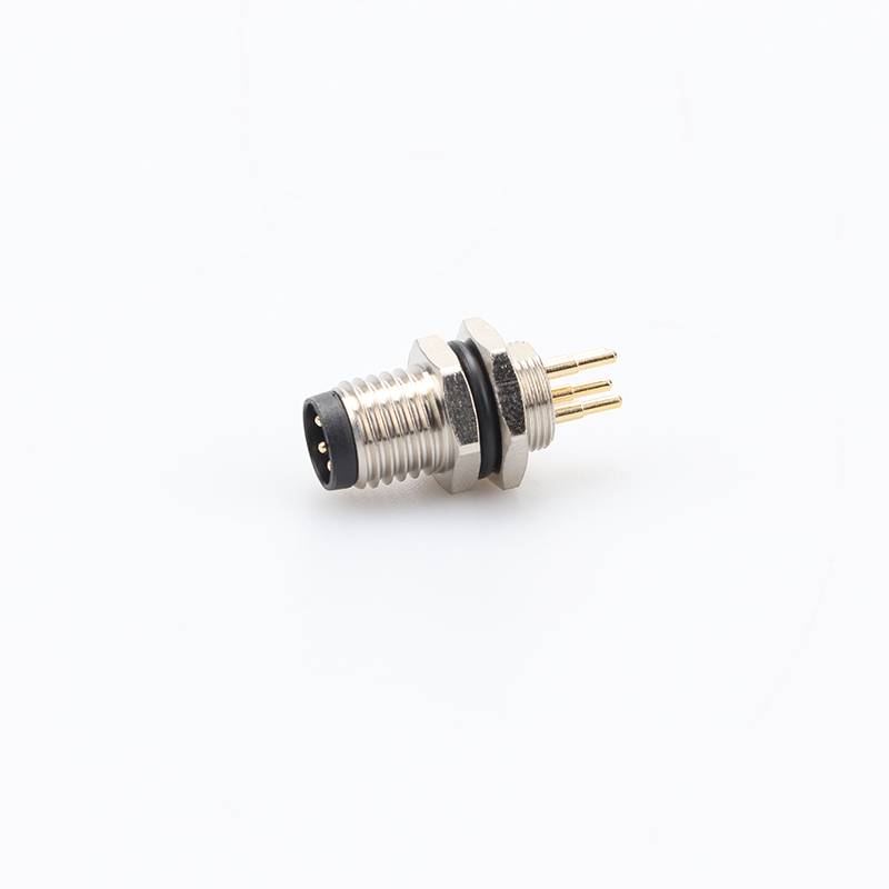M8面板式法蘭公頭板后PCB插座,防水IP67