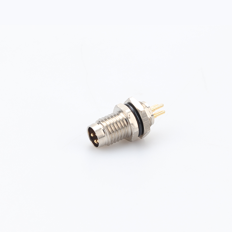 M8面板式法蘭公頭板后PCB金屬口插座防水IP67