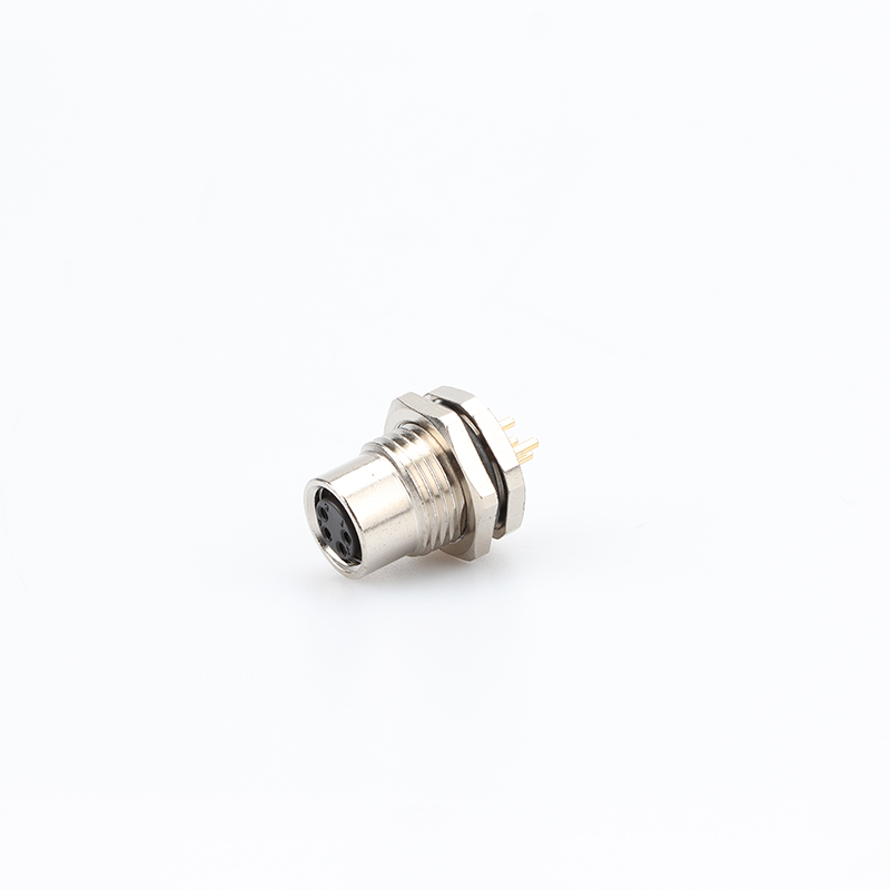 M8面板式法蘭母頭板前PCB插座,防水IP67