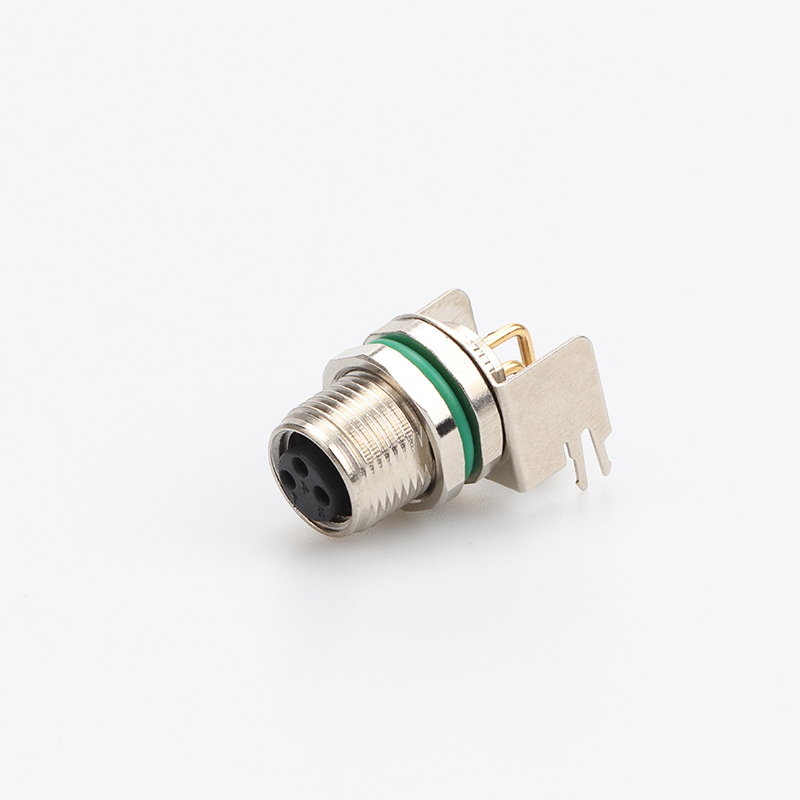 M8 A編碼 面板式法蘭座PCB彎母頭 前鎖