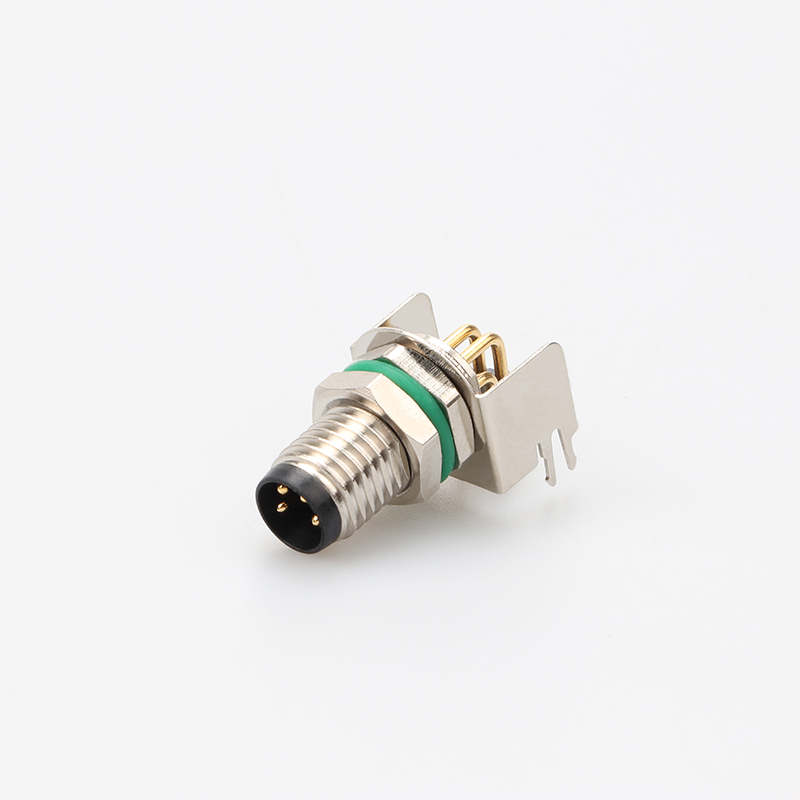 M8 A編碼 面板式法蘭座PCB彎公頭 前鎖