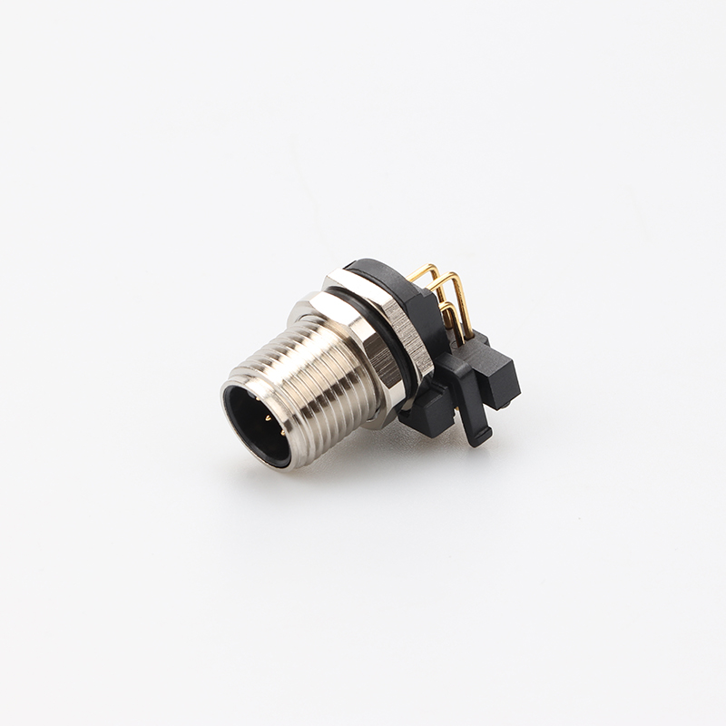 M12 A編碼 面板式法蘭座PCB彎公頭 前鎖