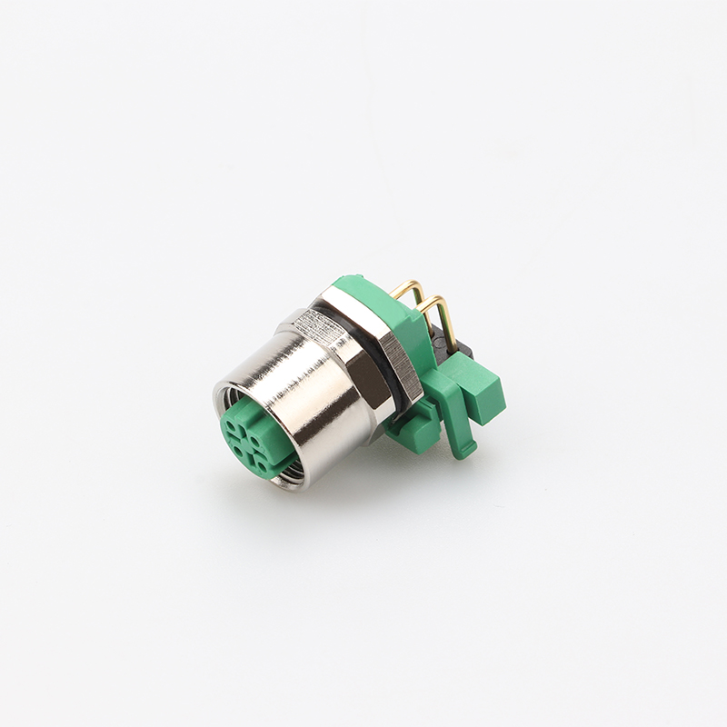 M12 D編碼 面板式法蘭座PCB彎母頭 前鎖