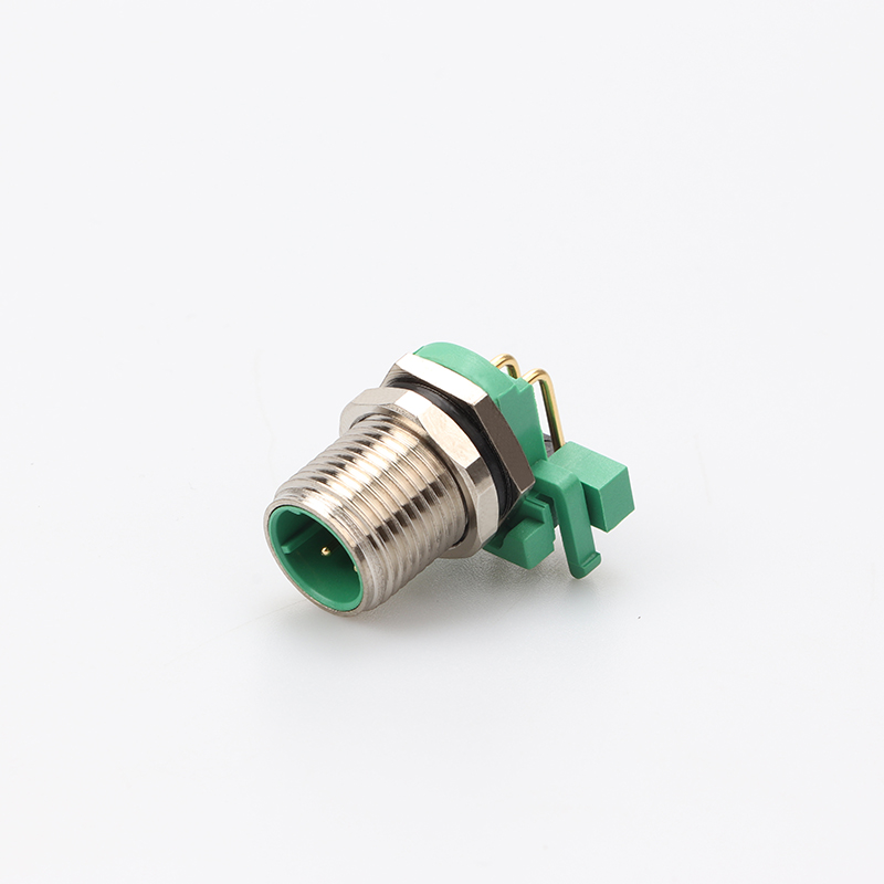 M12 D編碼 面板式法蘭座PCB彎公頭 前鎖